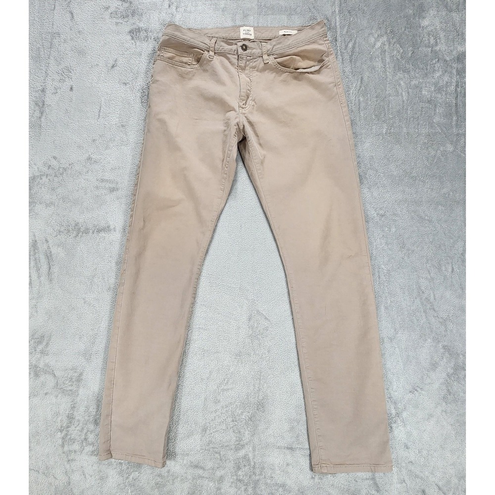 Flint‎ And Tinder Pants Mens 33x34 Beige Slim Fit Stretch Chino Casual Twill